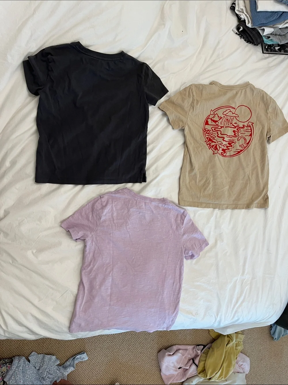 GAP Kids Three-Pack Short Sleeve Tees - Black, Tan, Lavender